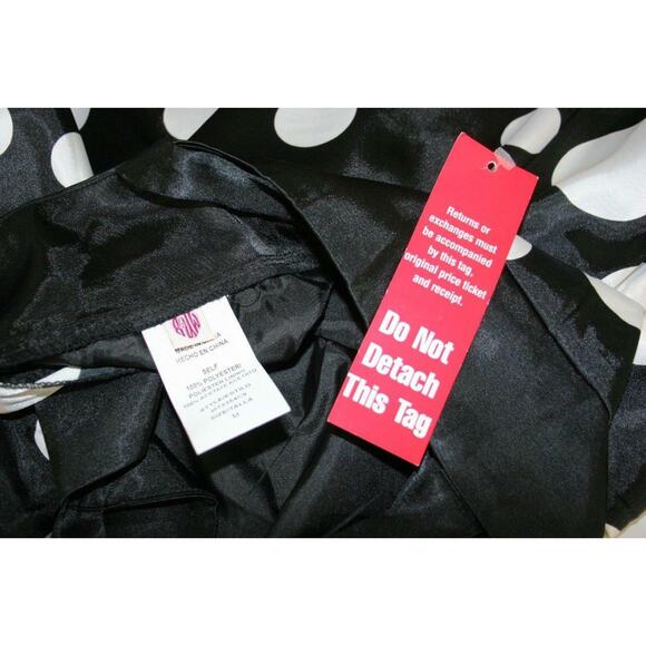 NWT AUW B&W Polka Dot Satin Shift Dress M new - Picture 5 of 5